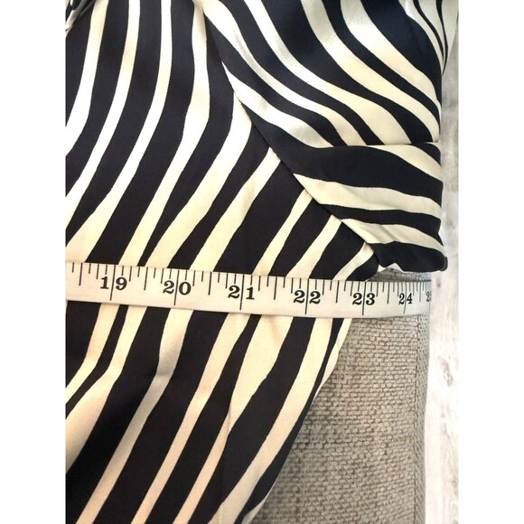 NWOT‎ Mango Black & Cream Striped Satin Shirt Dress XL - Picture 14 of 16